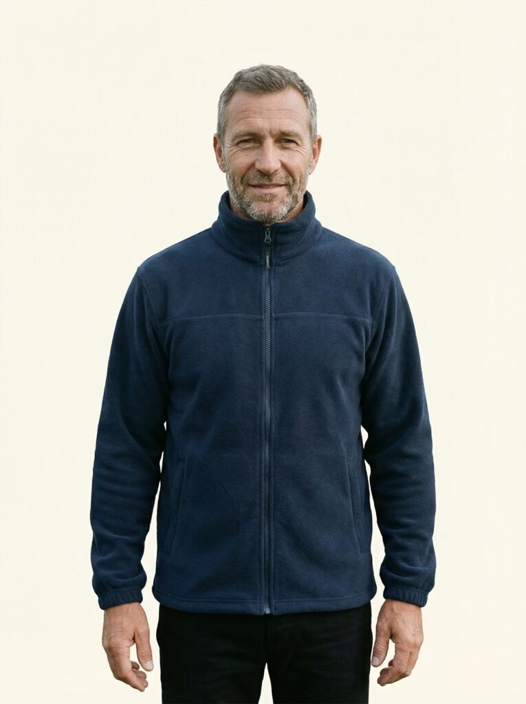 Henry – Fleece an Person, Oberkörper frontal, geschlossen