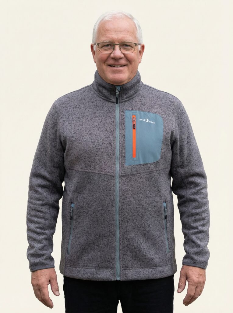 Liam – Fleece an Person, Oberkörper frontal, geschlossen