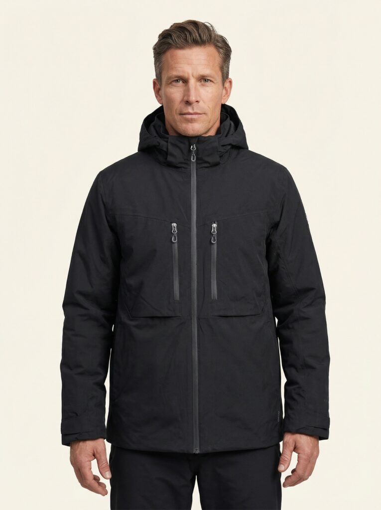 Neven – Funktionsbekleidung an Person, Oberkörper frontal, geschlossen