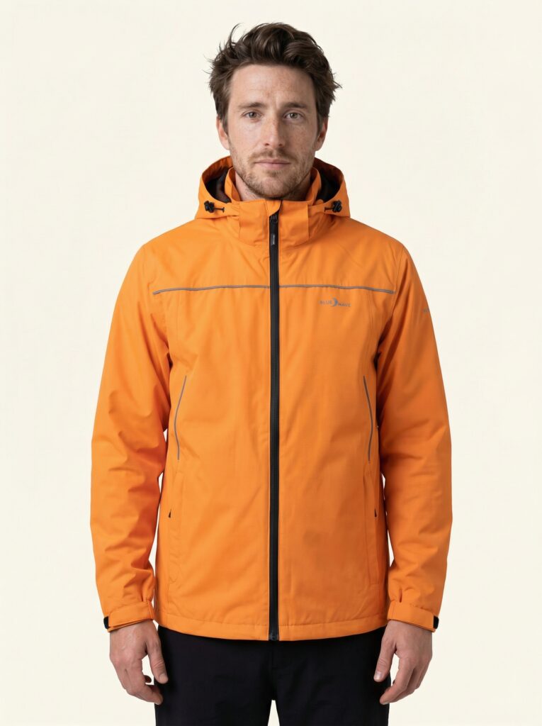 Klaas – Funktionsbekleidung an Person, Oberkörper frontal, geschlossen