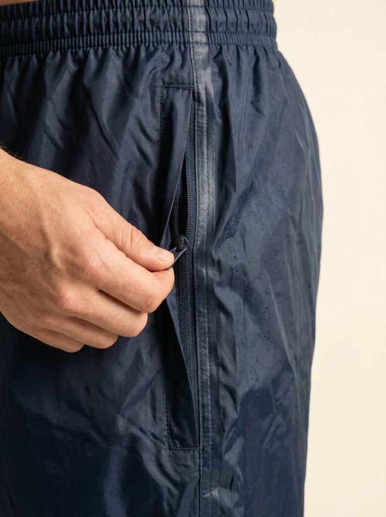 Falko – Detailaufnahme Hand am Reißverschluss